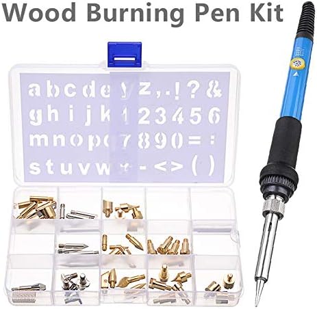Wood Burning Pen Kit 62Pcs Wood Engraving Soldering Stencil Tools Engraving Heads +Engraving Plates+Electric Soldering Iron