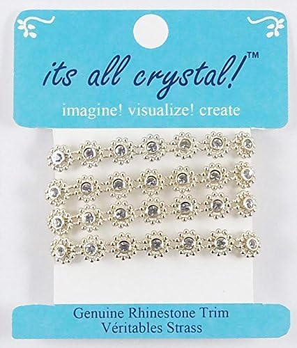6 Pcs Genuine Rhinestones Trim Braid Strap - Gold Finish - Flowers