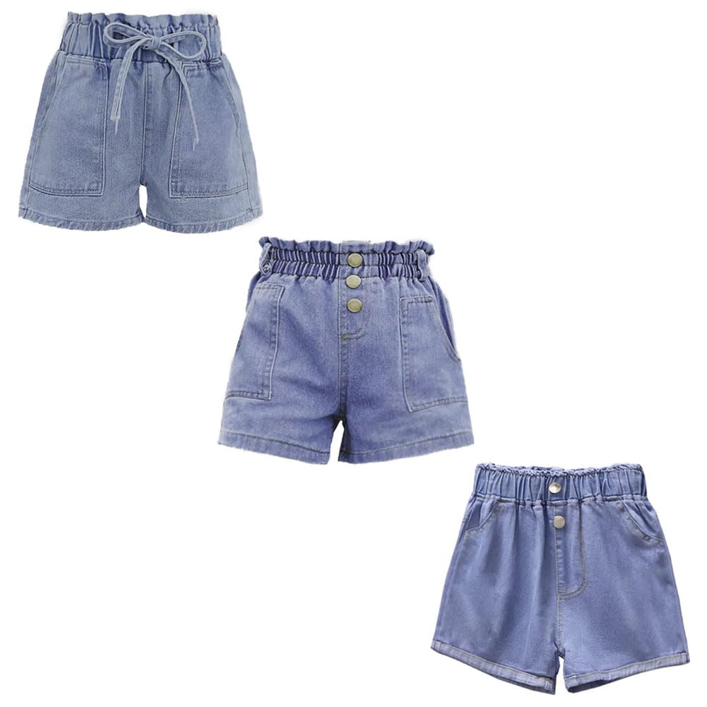 FedMois 3er Pack Mädchen Jeans-Shorts Baumwolle