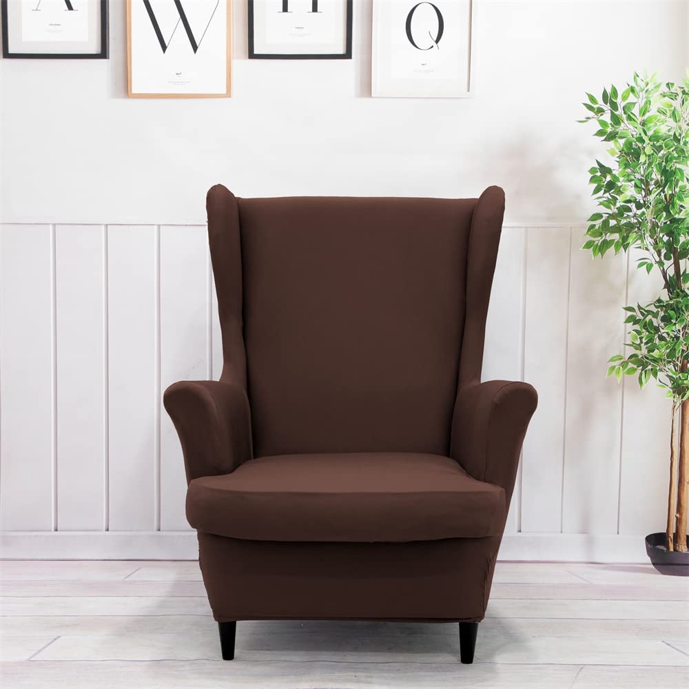 JHLD Velluto Copripoltrona Con Orecchie Elasticizzato, 2 Pezzi Poltrona Protettiva Elastico Copripoltrona Morbido Antiscivolo Copripoltrona Rimovibili E Lavabili-Beige-Copripoltrona con Orecchie