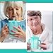 Sliner Adult Sippy Cups for Elderly 12 oz Straw Sippy Cups with 2 Handles No Spill for Adults Spill Proof Dysphagia Cup for Disabled Patients (Blue)