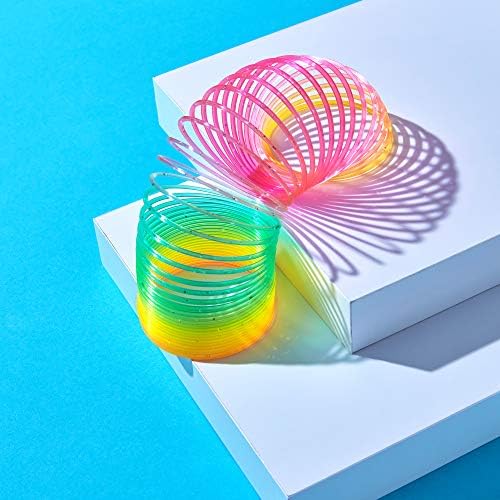 THE TWIDDLERS - 3 Large Rainbow Spring Toys for Kids, Fidget Toy & Party Bag Filler for Boys and Girls, Great for Party Favours or Gifts - 9 x 9 cm