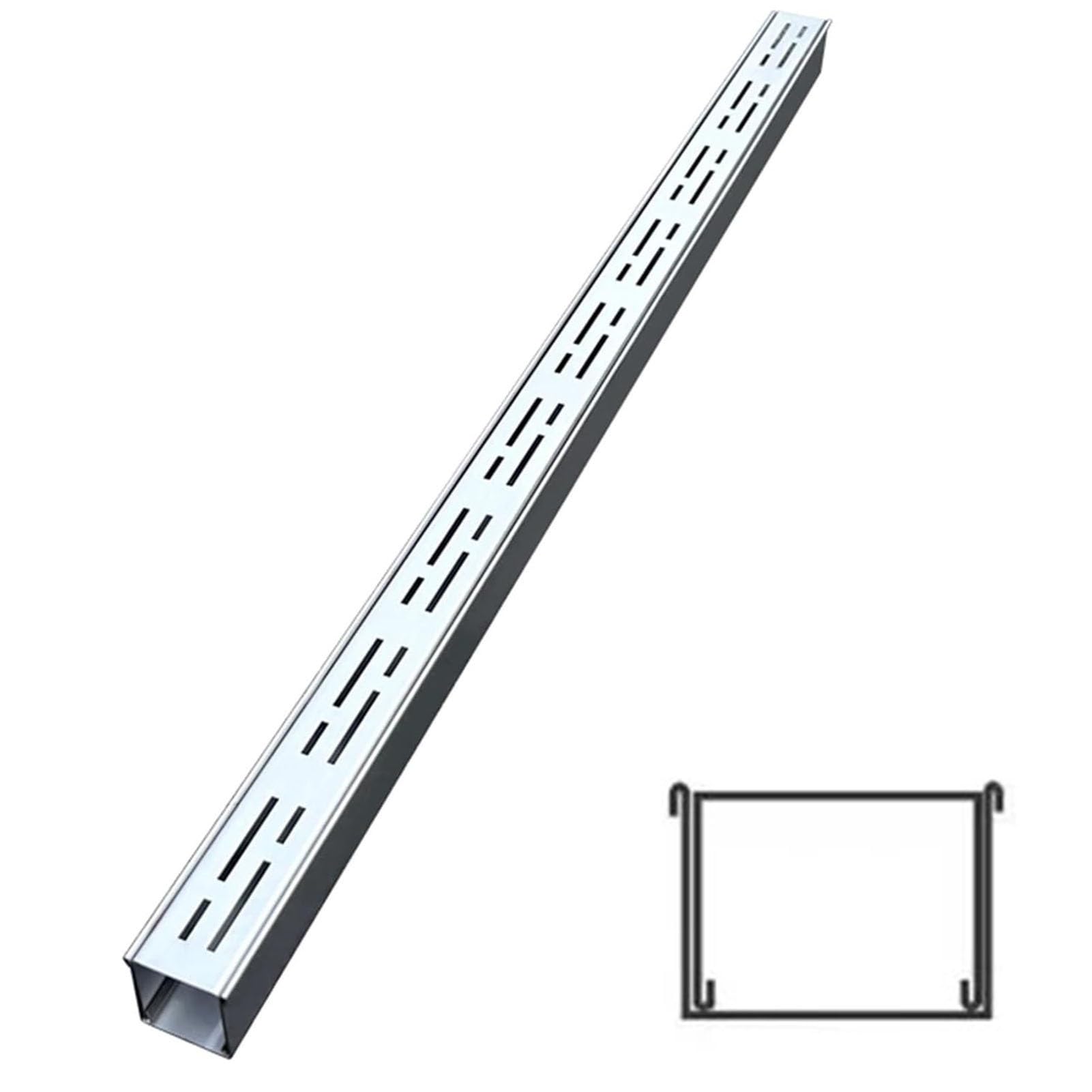 Generico Griglia di drenaggio a Canale Stretto in Acciaio Inox 304, Larghezza 2, 4, 6, 8 Pollici, Sistema di drenaggio per Esterni per Bordo Piscina/Giardino/Garage/vialetto, Tubo di gronda