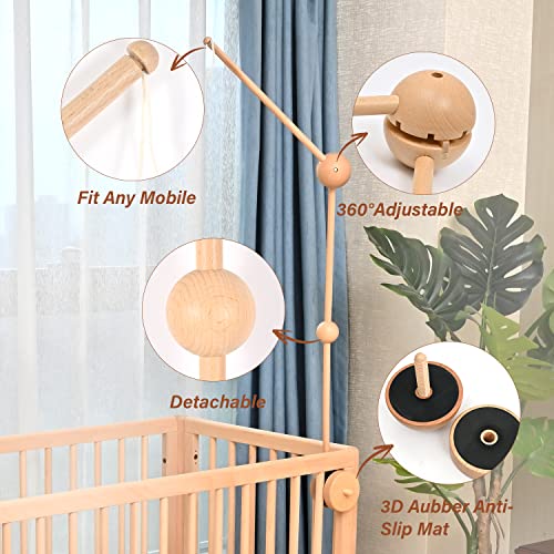 Wooden Baby Crib Mobile Arm, Adjustable Mobile Holder For Crib And Desk Rotating Baby Mobile Hanger Nursery Decoration (3 Modes) #TOP1