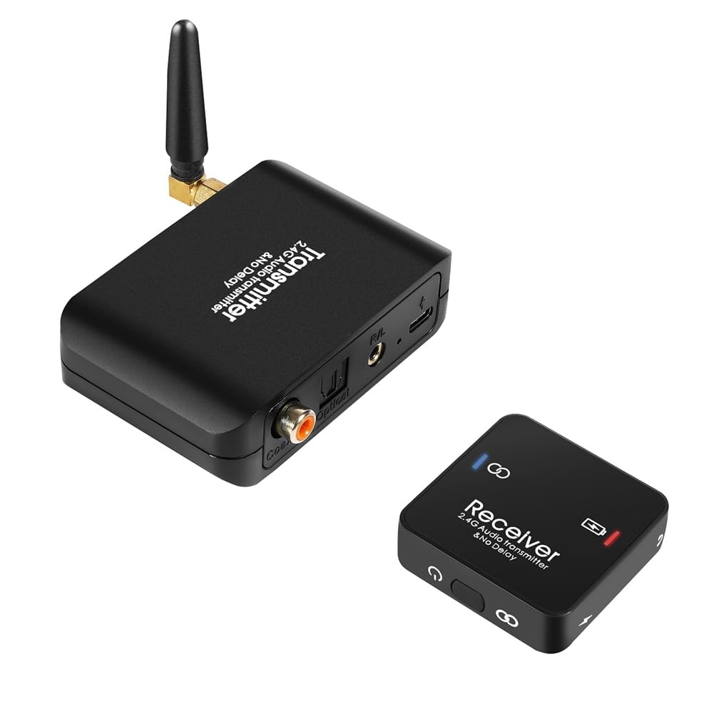Transmisor y Receptor de Audio Adaptador de Audio Inalámbrico Digital Sin Retardo 2.4G Divisor de Pantalla en para Juegos Convertidor de Audio