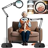 NZQXJXZ 30X 10X Lampe Loupe sur Pied, 2 en 1 Lampe Loupe, 72 LED avec 3Températures de Couleur et 10 Niveaux de Luminosité Réglables, Loupe Lumineuse pour Le Travail de près,l'artisanat et la Lecture