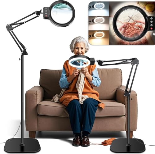 NZQXJXZ 30X 10X Lampe Loupe sur Pied, 2 en 1 Lampe Loupe, 72 LED avec 3Températures de Couleur et 10 Niveaux de Luminosité Réglables, Loupe Lumineuse pour Le Travail de près,l'artisanat et la Lecture