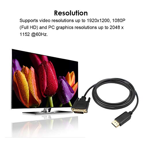 Moniss 1.8 M Adaptador DP para DVI DisplayPort Display Port para DVI Cable Adapter Converter Macho p