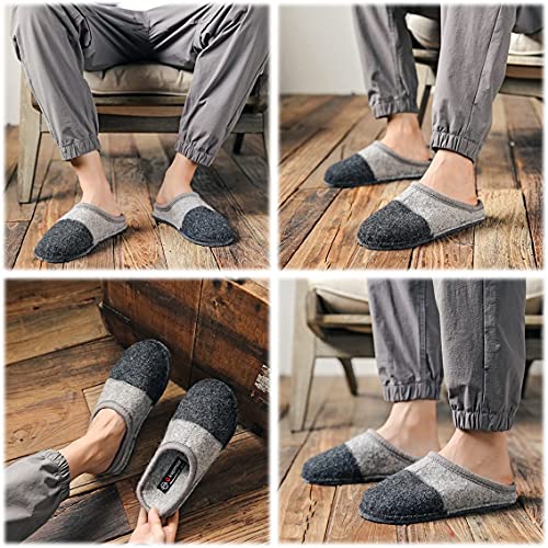 Image of LE KAPMOZ Men's Boiled Wool House Slippers Breathable Winter Warm Slip on Mules Indoor /Outdoor Slipper for Women Two Tone Cap Toe Clog