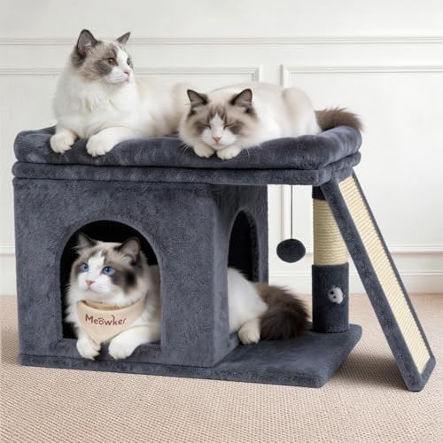 Meowker Cat Tree Tower Bed with Scratching Post for Indoor, Heavy Duty Small…
