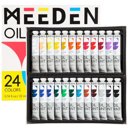 MEEDEN Ölfarben Set: 24 Tubes x 22ml Ölfarben für Leinwand Malerei - Reich pigmentierte Künstlerfarben für Erwachsene Studenten Anfänger