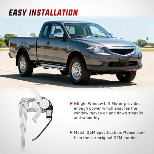 Image of Nilight 741-832 Power Window Regulator with Motor for Ford Ranger | Window Lift Motor Assembly fits 1993-2011 models; front passenger side right door replacement for smooth glass movement