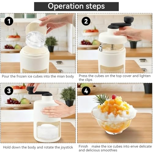 Shaved Ice Mini Snow Cone Machine, Portable Countertop Ice Shaver with No Slip Base, No Electricity Needed, Ice Cup Included, Lightweight, Stainless Steel Blade - Thumbnail 6