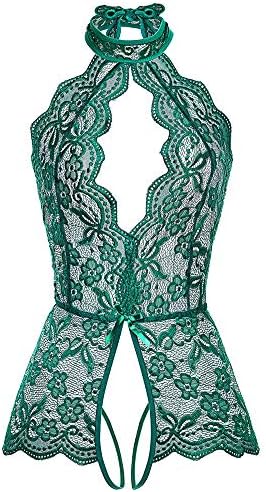 Bivan Women Lingerie One Piece Lace Bodysuit Sexy Teddy Babydoll(Green,Large)