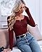 Remikstyt Womens Long Sleeve Henley Shirts Ribbed Button Down Casual Tunic Tops Burgundy