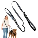 Sporn Ultimate Dog Leash All-in-One Standard Hands Free Leash for Medium Dogs, Strong Nylon Running Leash for Dogs with Reflective Stitching to Ensure Maximum Visibility at Night, Black