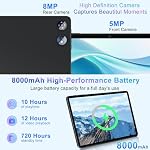 Android 15 Tablet 30GB RAM 128GB ROM 2TB Expand, 10 inch Tablets with Keyboard Mouse, Octa-Core, 8000mAh, HD IPS Display, GPS, 5G WiFi, Widevine L1, 2 in 1 Tablets - Metal Black