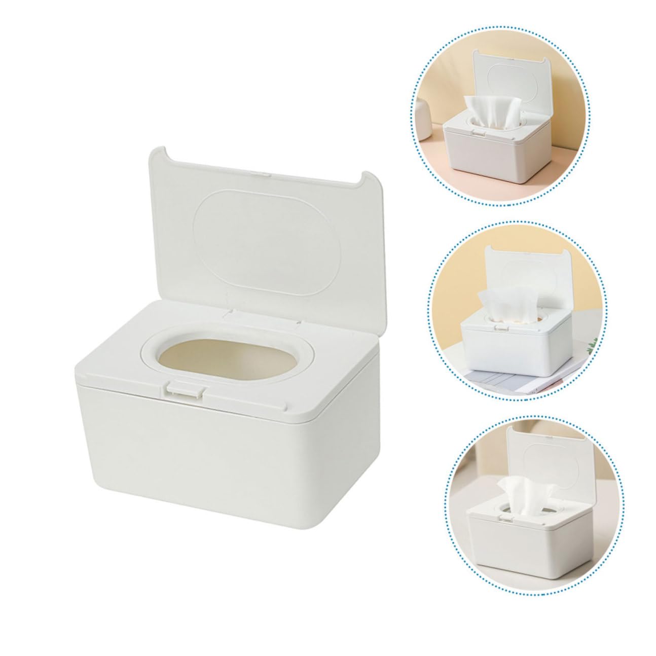 ibasenice 2 Stück Feuchttücher Box Weiß Langlebiger Wipe Spender mit Schützendem Deckel Kompakter Wipes Halter für Trockene und Nasse Tücher Praktisch für Zuhause und Unterwegs