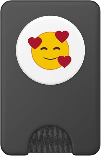 Official Emoji Floating Hearts Yellow Smile Face PopSockets PopWallet for MagSafe