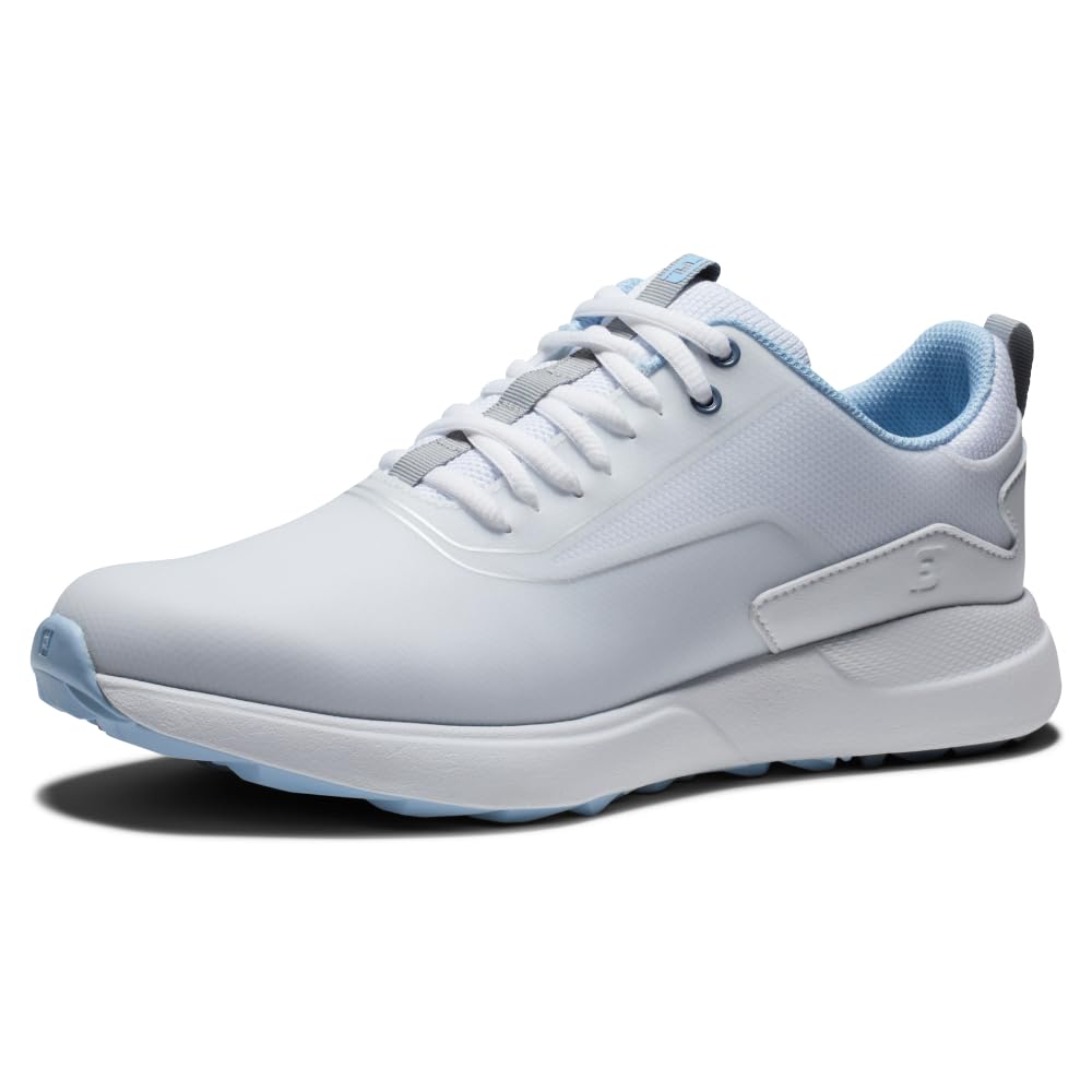 FootJoy Women's FJ Performa Golf Shoe, White/Light Blue, 7.5