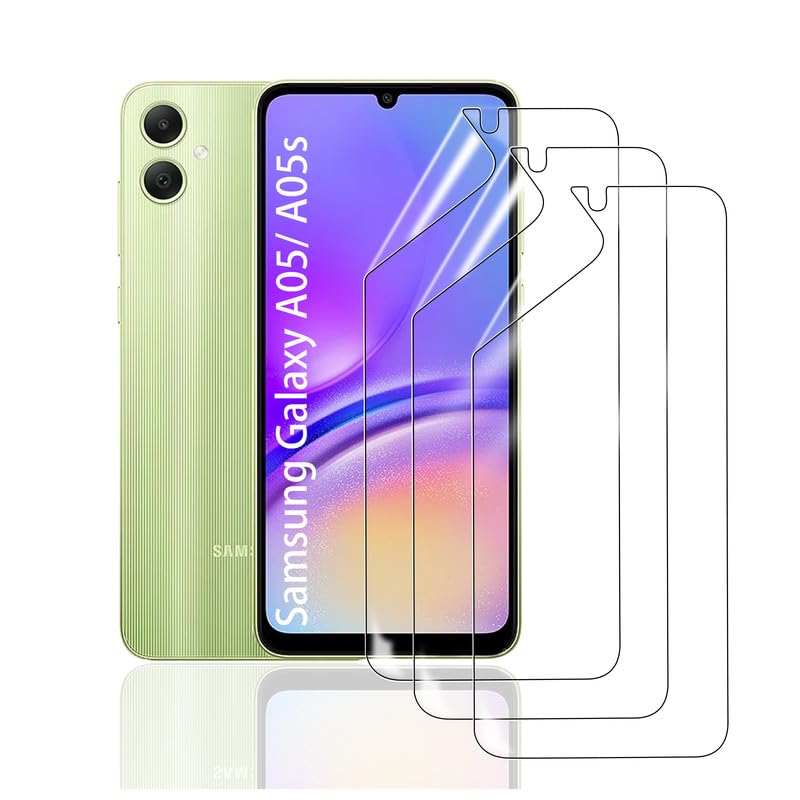 HonJenSeoa Protector de pantalla de película de hidrogel para Samsung Galaxy A05/ A05s, 3 Piezas película protectora de TPU suave transparente HD Curva 3D de Cobertura Completa Sin Burbujas