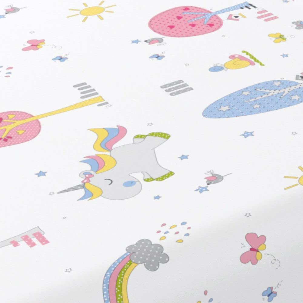HM'S HOME'SECRET Juego de sábanas Infantiles Verano de Microfibra Transpirable Mod. Unicornio (Cama de 90 cm (90_x_190/200 cm))