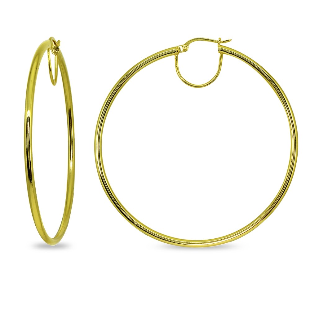 Hoops 4 LessSterling Silver Polished Round Large Hoop Earrings for Women Girls (2x50mm-70mm Diameter)