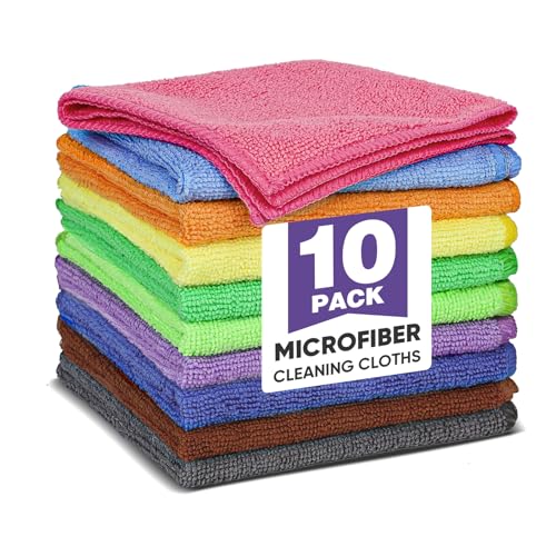 10 Pack Microfiber Cleaning Cloths (Assorted Colors)