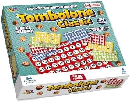 tombola cartellone 144 cartelle BN paniere 90 numeri legno CARTE napoli natale e