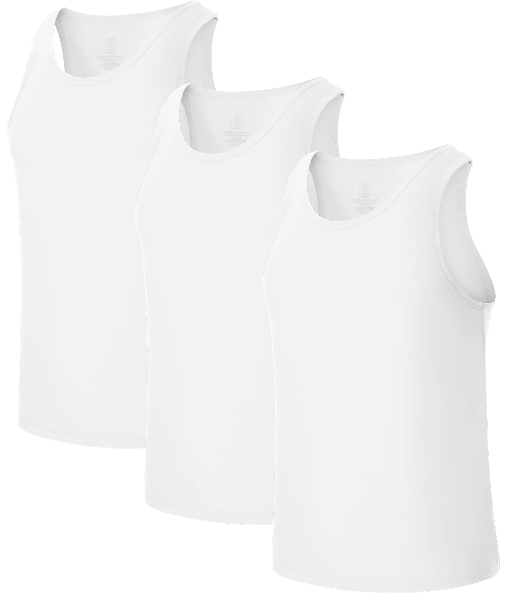 BAMBOO COOL Mens Tank Top Undershirts Moisture Wicking Breathable Fitted Ruglar Fit T Shirts for Men 3 Pack