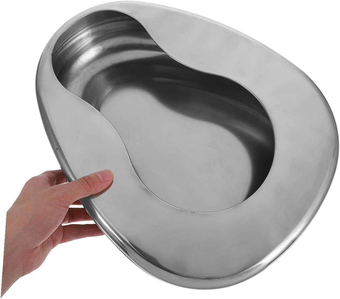 SAFIGLE Stainless Steel Bedpan 2pcs Set Portable Metal Bed Pan for Elderly and Bedridden Patients Home Care Hospital Use