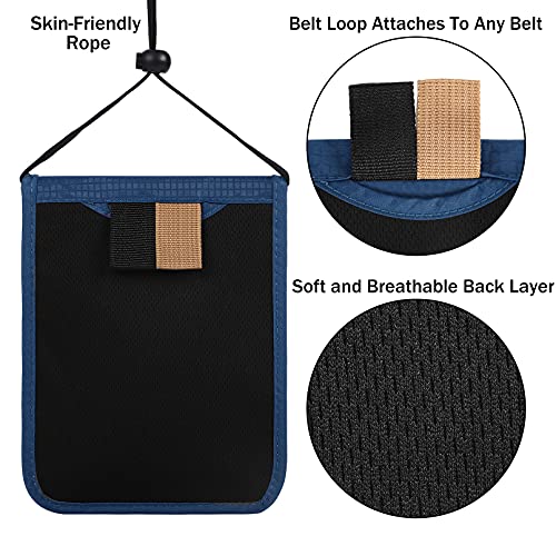 Image of Travel Pouch Neck Wallet Family Passport Holder Organizer Case with RFID Blocking, Navy Blue,