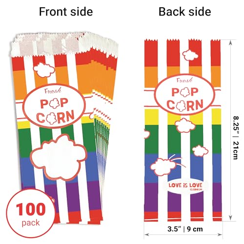 Image of CUSINIUM Rainbow Popcorn Bags for Party (100-Pack, 1oz) - Carnival Theme - Customizable