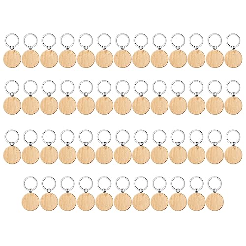 Porte-clés en bois brut Lot de 50 étiquettes à personnaliser pour loisirs créatifs