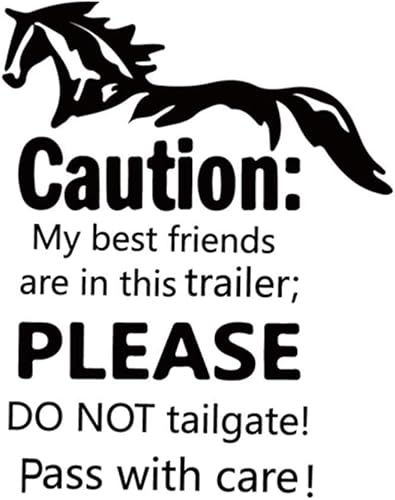 Horse Trailer Sticker Caution My Best Friends Sticker Window Door Decor For Trailer Decoration Safety Warning Decal Camper Decor (Black, 10''X12'') #TOP1