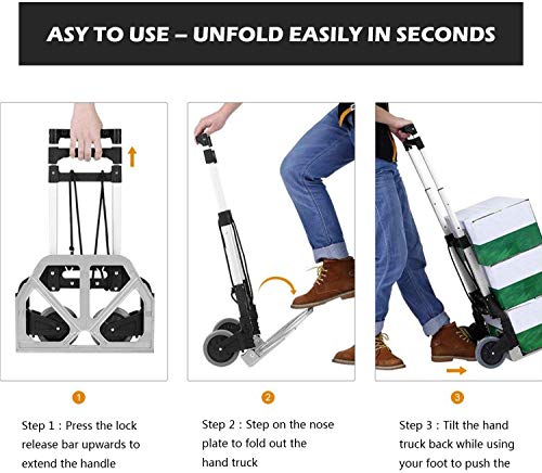 Image of BRUZZLINEMetal & Alluminium Luggage Cart Foldable Heavy Luggage Hand Puller Trolley Carts with 80 Kg (Multicolour)