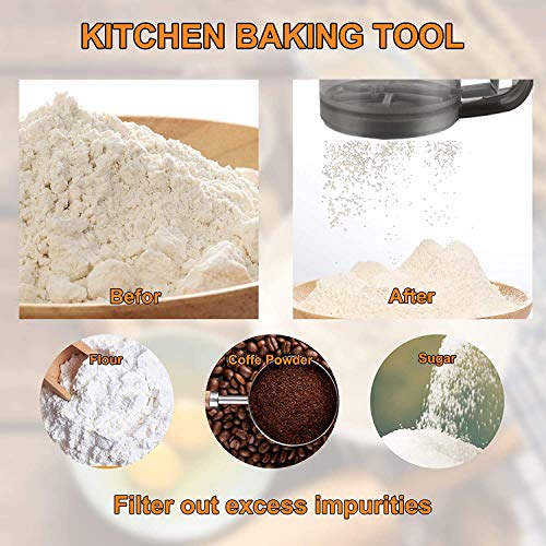 Flour Sifter,Sifter For Baking,Flour Sieve With Hand Press Design,3 Cup Capacity Fine Mesh Kitchen Cooking Sieve Tools For Cooking,Bpa Free,Gray (Grey Sifter) #TOP4