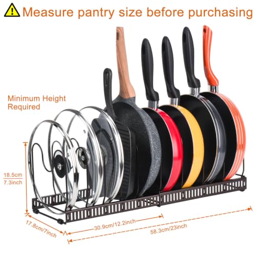 Toplife Pots and Pans Organizer Lids Rack for Cabinet and Countertop, Brown - Image 2