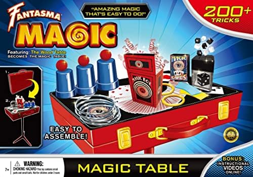 Fantasma Magic Wooden Table and Carry Case – Over 200 Magic Tricks for Kids, Black