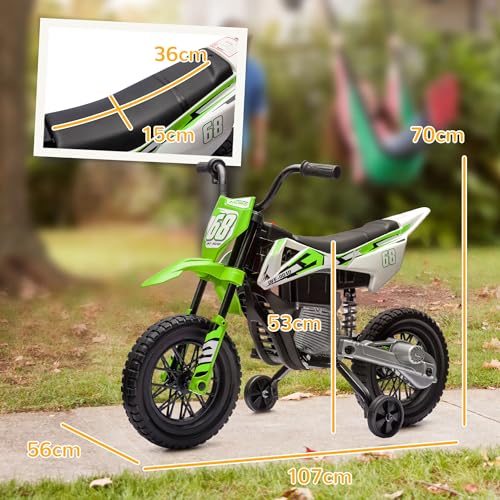 Variante de AIYAPLAY Moto Eléctrica Infantil 12V Verde con Ruedas Desmontables
