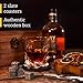 Whiskey Glass Set of 2 - Bourbon Glass & Stones Gift Includes Old Fashioned Crystal Whisky Glasses, Chilling Stones, Slate Coasters - Whiskey Glasses Set in Wooden Box - Birthday Gifts Men Women