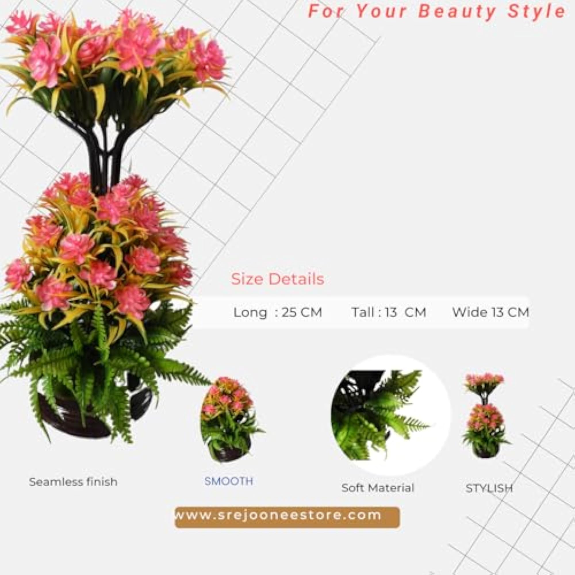 Natural-Looking Bonsai Artificial Plant with Clay Pot, 26cm