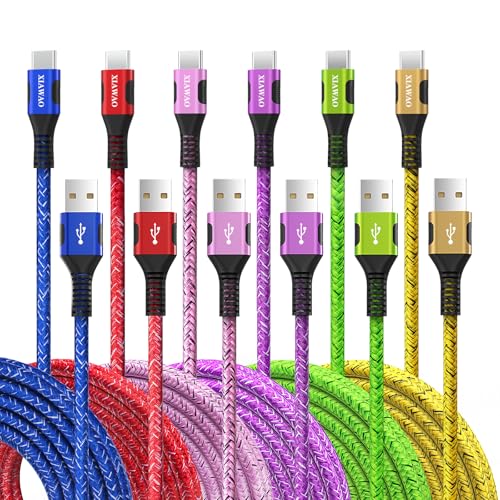 XIAWAO USB to USB C Cable, (6-Pack, 4×6ft+2×9ft) Type C Charger & USBC Charger Cord 3A Fast Charging for iPhone 16 15, Samsung Galaxy S25 S24 S23 S22 A56 A55 A36 A35 A16 A15, Moto g, Pixel 9