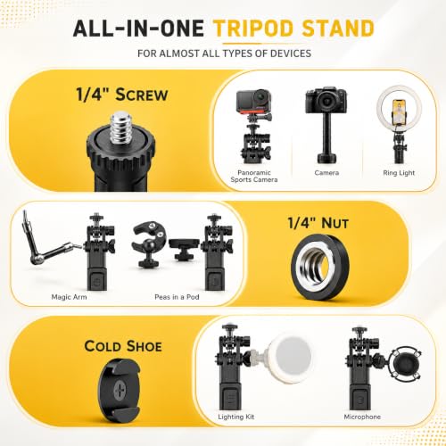 Image of Selfie Stick Tripod 67cm with Bluetooth Remote & Fill Light (6 feet)