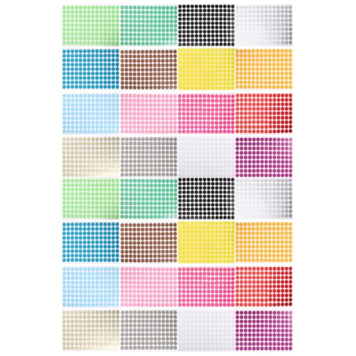 Angoily 32 Feuilles D'étiquettes Autocollantes Rondes Colorées A4 pour Identification Couleur, Adhésif Facile à Décoller, pour Tri des Documents et Boîtes de Rangement