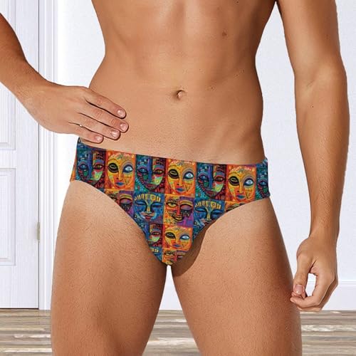 African Mask Tribal Ethnic Men's Swim Trunks Briefs Swimsuit Swimwear Bathing for Underwear Beach3