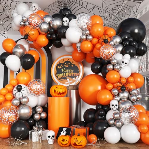 Image of Orange Black Halloween Balloon Garland Arch Kit Halloween Party Decorations
