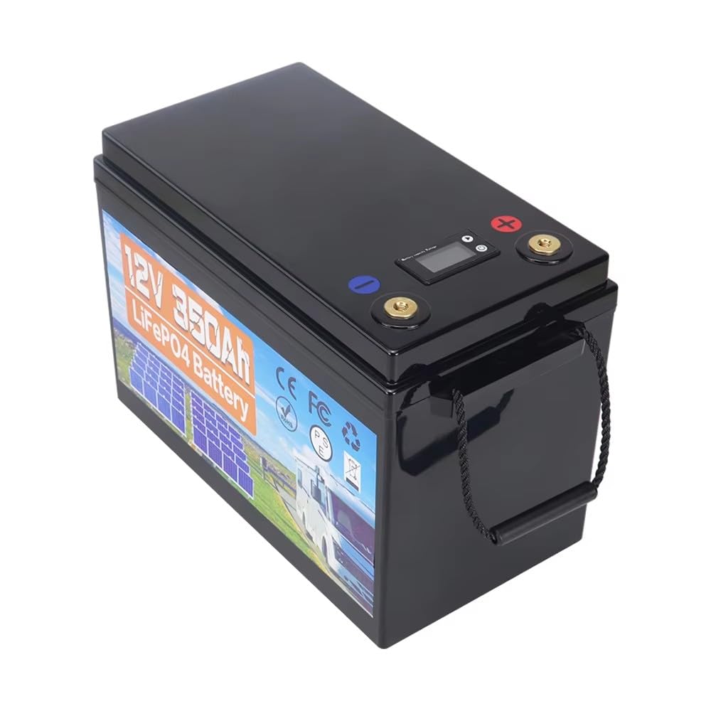 12V 350Ah LiFePO4 Batterie, Eingebauter 100A BMS, 18000 Tiefzyklen, Leichte Lithium-Eisenphosphat-Batterie für Hausenergie, Wohnmobil, Trolling-Motor, Marine, Solar, Off-Grid