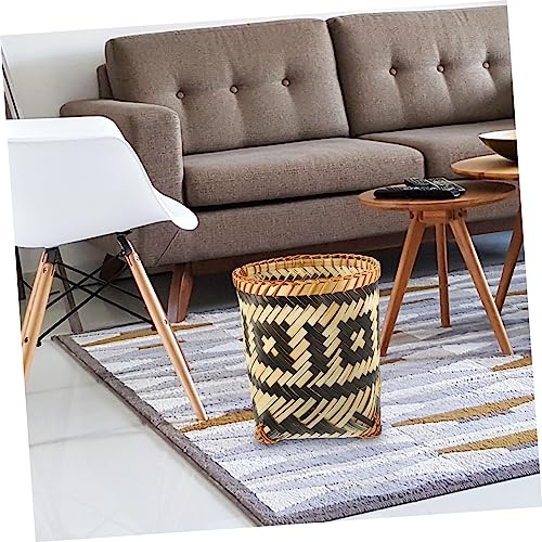 Caneca decorativa de bambú tejida rectangular miniatura 7