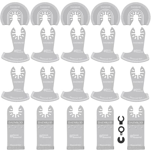 DAEMKOD 20 Pack Diamond Oscillating Tool Blade, Professional Multitool Blades, Grout Removal Blade for Oscillating Tool, Multi Tool Blades Kit for Oscillating Tool Accessories